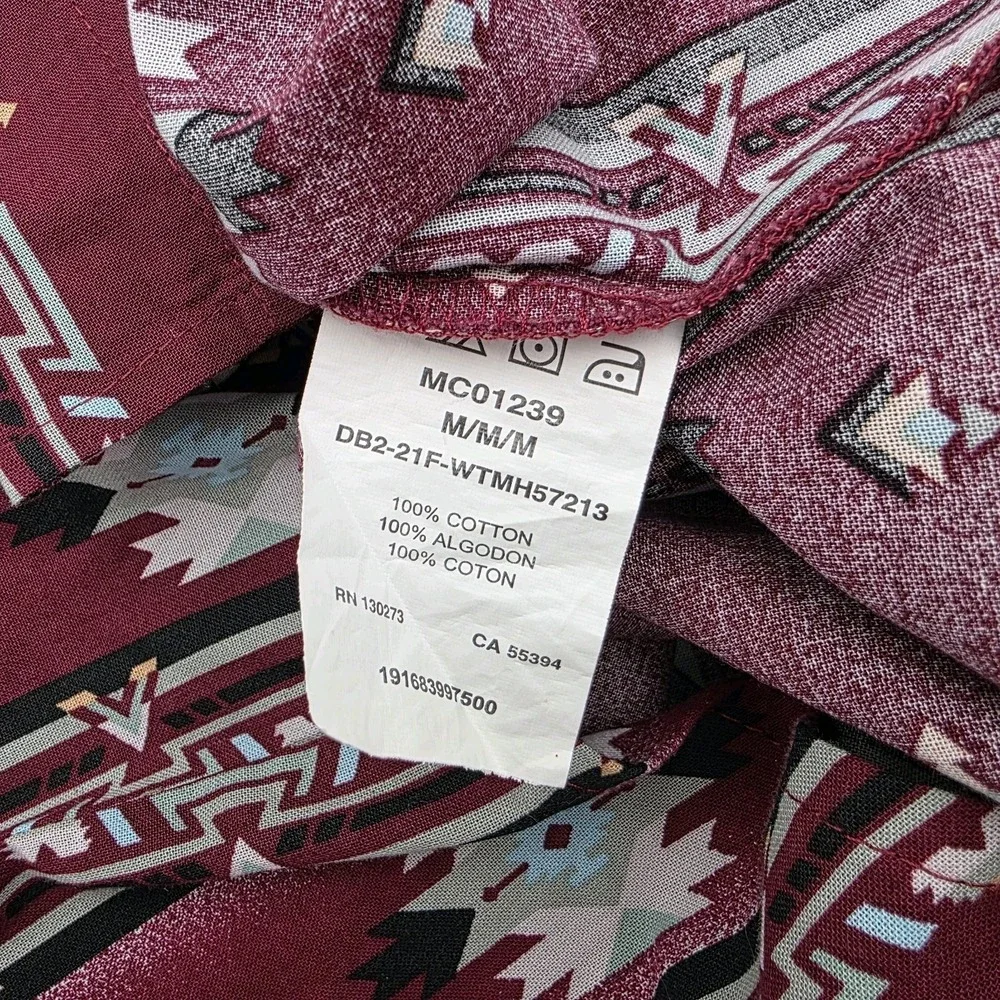 Wrangler Men's Medium Aztec Checotah Western Pearl Snap Shirt Southwestern Print